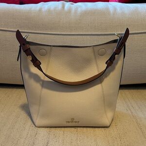 MK Ivory and Tan Leather Shoulder Bag
